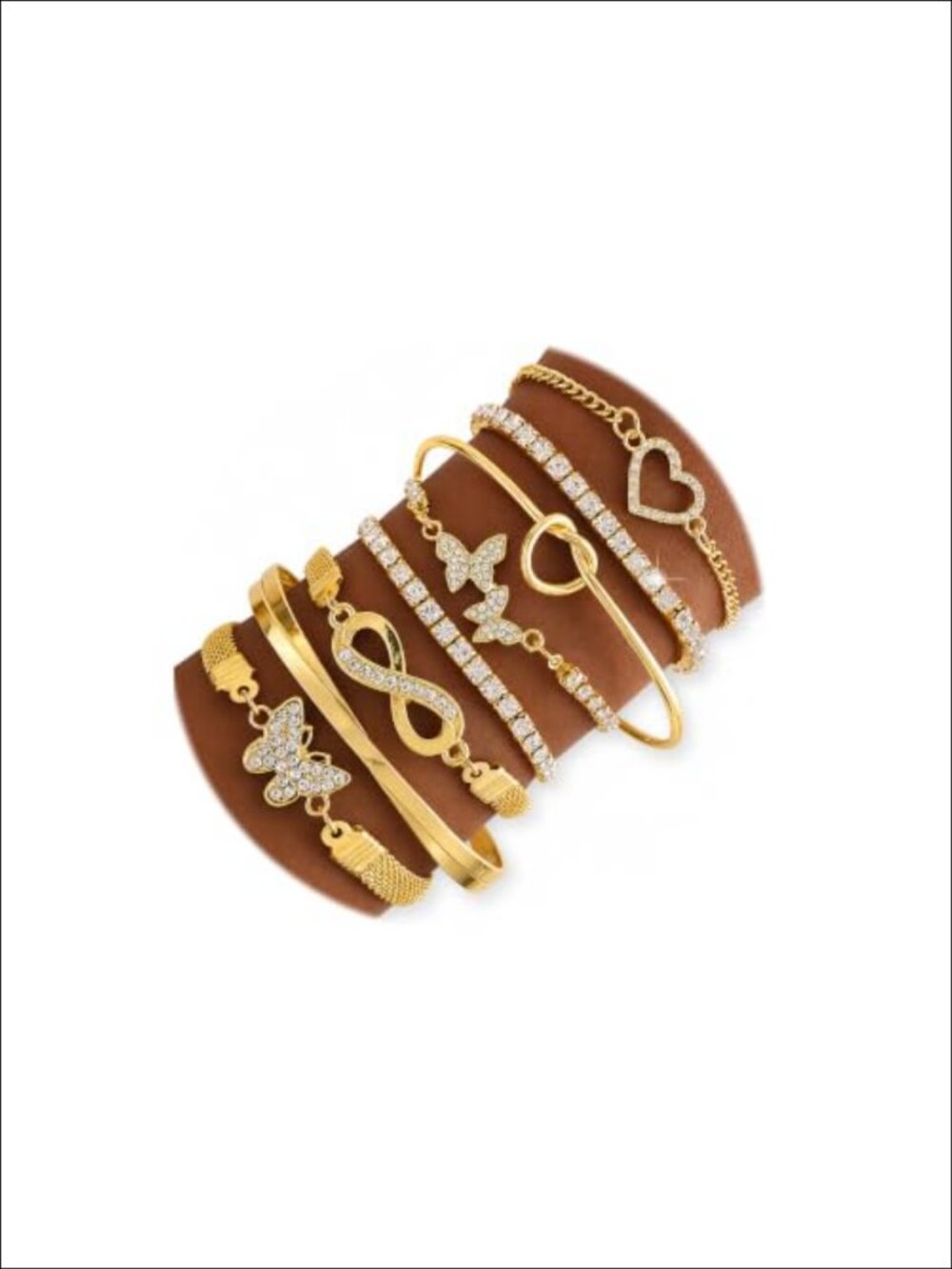 14K Gold Plated 8-Piece Stackable Bracelet Set Cubic Zirconia
